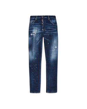 Dsquared2 Marinblå Cool Guy Jeans Färgstänk Design