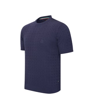 Cappuccino Italia Tee SS Loreto Cable Knit Tee Blauw