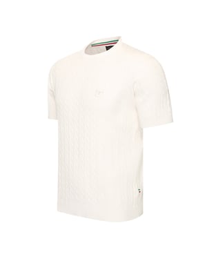 Cappuccino Italia Tee SS Loreto Cable Knit Tee Wit
