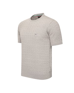 Cappuccino Italia Tee SS Loreto Cable Knit Tee Grijs