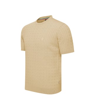 Cappuccino Italia Tee SS Loreto Cable Knit Tee Beige