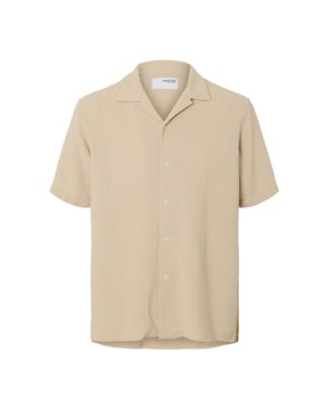 Selected Overhemden Sal Relax Fit Overhemd Oatmeal Beige