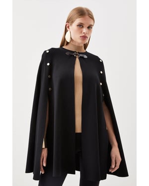 Popper Detail Knit Cape