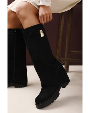 Where's That From Womens 'Brescia' Fold Over Knee High Chunky Sole Boots