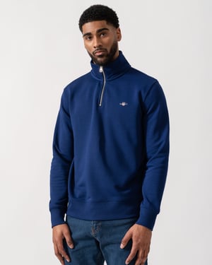 Half Zip Regular Fit Sweatshirt in Dark Blue