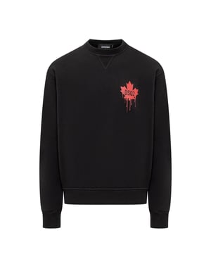 Dsquared2 Rode Esdoornblad Logo Zwarte Sweatshirt