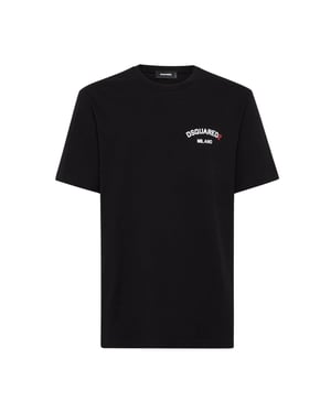 Dsquared2 Regular Fit Rubber Logo Black T-shirt
