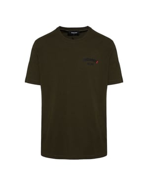 Dsquared2 Militärgrön T-shirt Med Regular Fit Och Gummilogotyp