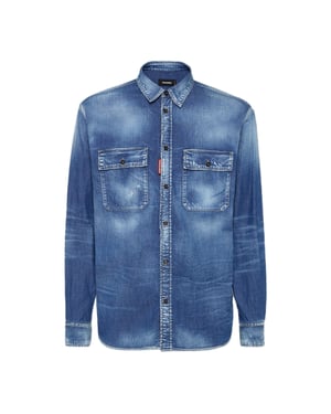 Dsquared2 Relax Dan Worker Pocket Skjorta Marinblå