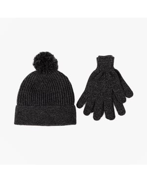 Totes Toasties Hat & Glove Set Mens Black / Grey
