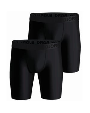 Björn Borg Onderbroeken 2-Pack Performance Boxers Long Leg Zwart