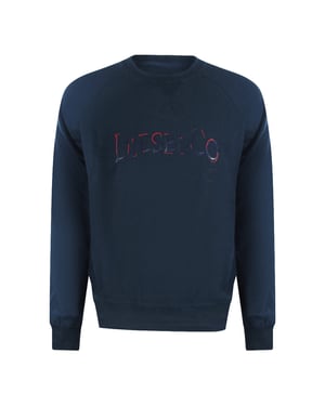 Diesel Distressed Logo Total Eclipse Blå Tröja