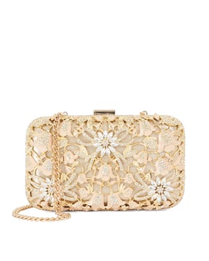 Dune Accessories Eberkeley - Gold Hard Case Floral Clutch