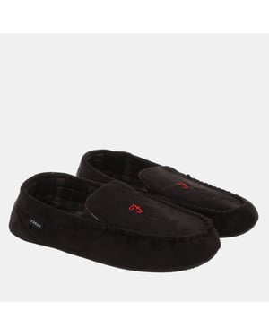 Men's Farah Nicken Moccasin Slippers in Black