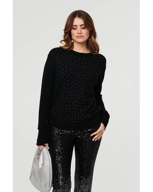 Black Sparkle Detail Relaxed Jumper