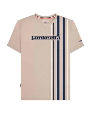 Lambretta Mens SS25 Racing Stripe T-Shirt (Stone)