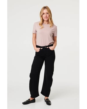 Black High Waist Wide Barrel Fit Jeans