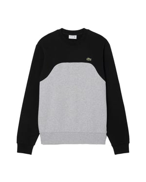 Lacoste Fleece sweater met kleurblok voor heren (Grijs/Zwart)