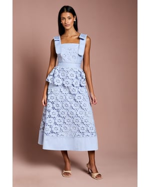 Petite Peplum Lace Midi Dress