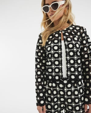 River Island Womens Jacket Petite Black Crochet Short