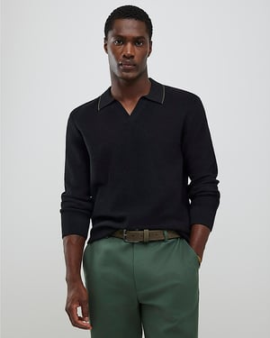 River Island Mens Jumper Black Regular Fit Open Collar