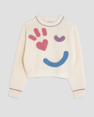 River Island Girls Jumper Cream Knitted Smile