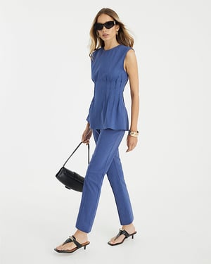 River Island Womens Skinny Trousers Blue Denim Look Stretch