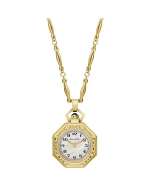Bulova Rubaiyat Pendant Necklace Dames Horloge Goudkleurig 97L182