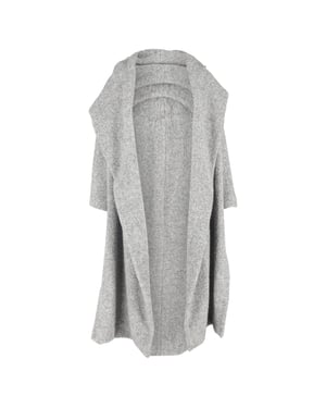 Max Mara Lång Öppen Kappa i Grå Ull