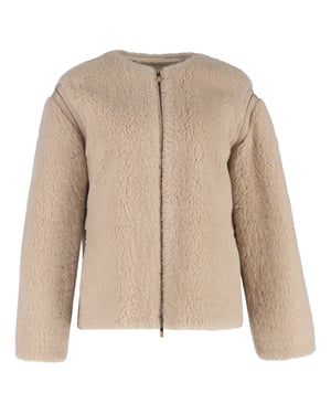 Max Mara Panno kavaj med grosgraindetaljer i beige ull