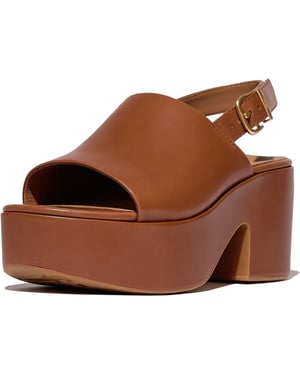 Fitflop Plattformssandaler med klack Backstrap Läder Dam Djup Tan Flip Flops