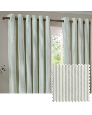 Yard Hebden 100% Cotton Eyelet Curtain Pair, Eucalyptus