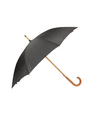 Unisex Classic Durable Rain Umbrella with Curved Handle Lightweight Brolly Black