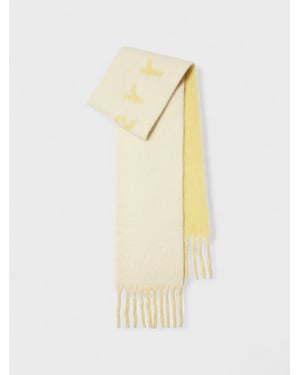 Burberry Reversible Logo Intarsia Scarf, Beige/White, Alpaca Wool Blend
