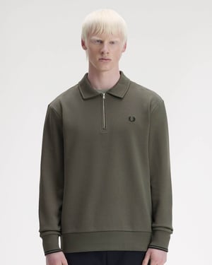 Half Zip Sweatshirt in Dark Green