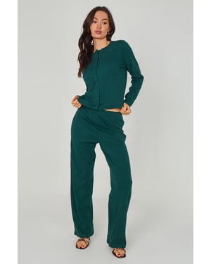 Green Long Sleeved Button Front Top