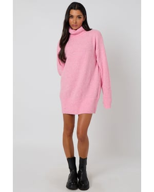 Pink Roll neck mini dress