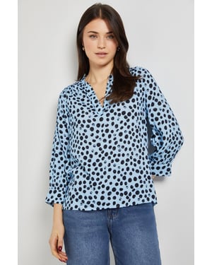 Blue Spot Printed Overhead Shirt