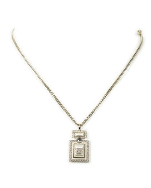 Pearl Rhinestone Perfume Bottle Necklace Ketting