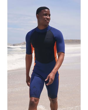 Men's Shorty Wetsuit with Easy Glide Zip Fastening Swimwear Orange