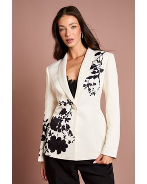Placement Print Floral Blazer