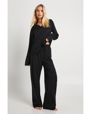 Soft Touch Button Through Shirt and Trouser Pyjama Set