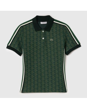Women's Lacoste Slim-Fit Monogram Jacquard Polo Shirt in Green
