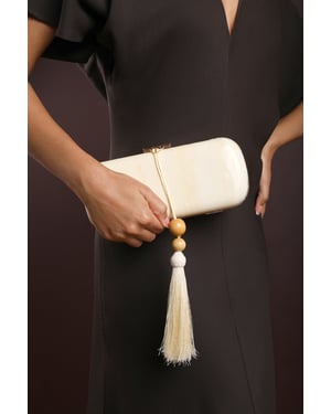 Where's That From Womens 'Kelp' Marble Finish Tassel Clutch Bag