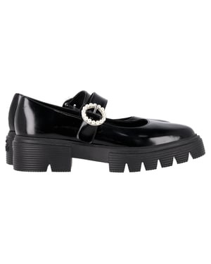 Stuart Weitzman Nolita Platform Mary Janes in Black Patent Leather