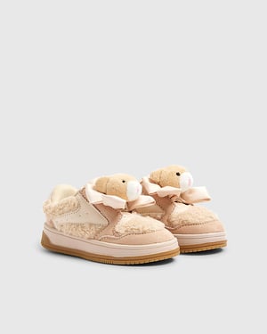 River Island Mini Girls Trainers Beige Teddy Bear