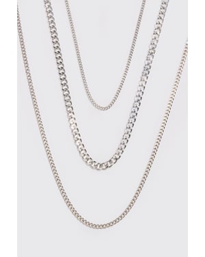 3 Pack Chain Necklace In Silver