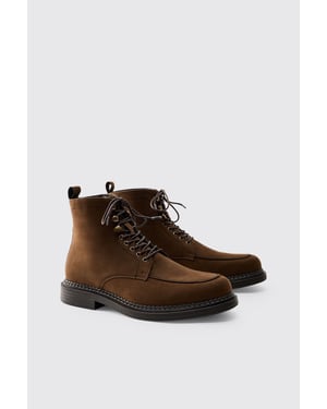 Faux Suede Chunky Sole Hiking Detail Boots
