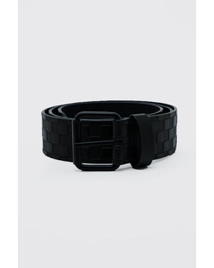 Faux Leather Embossed Checkerboard Belt