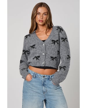 Urban Bliss Sequin Bow Detail Cardigan